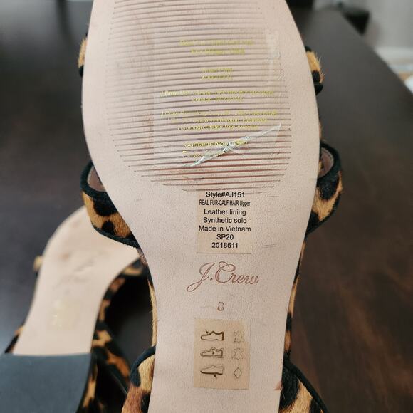 J. Crew Abbie Cross-strap Leopard Calf Hair sandals Size 8 - Picture 6 of 6